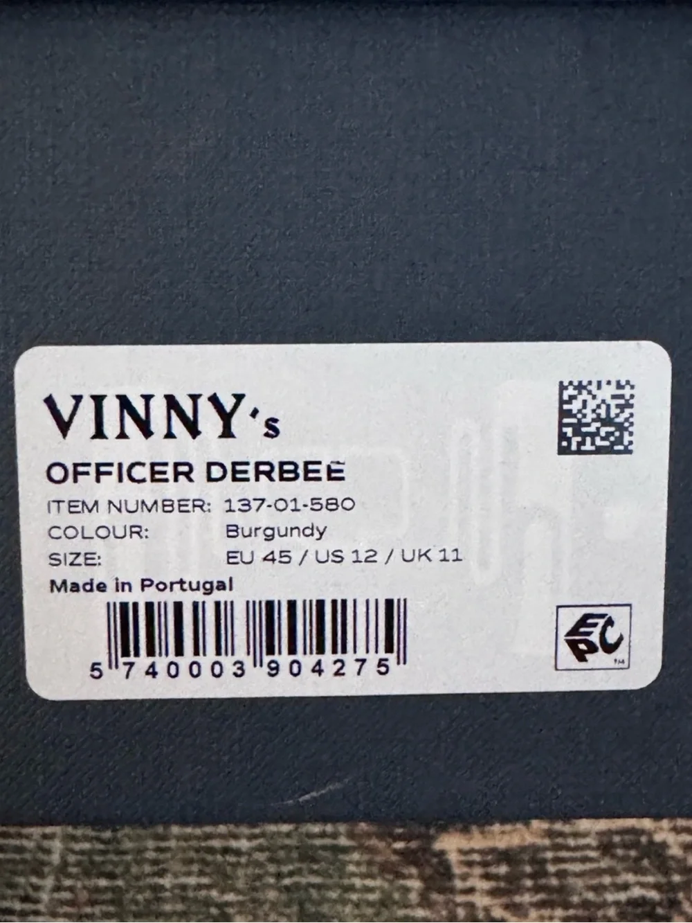 NIB Vinny’s Officer Derbee Burgundy Polido Leather Derby Shoes EU 45 US 12